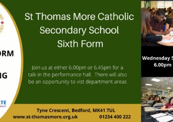 St Thomas More Catholic Secondary School - Sixth Form Open Evening